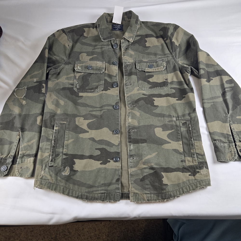 Abercrombie & Fitch‎ Camo Utility Jacket Men's Medium Distressed Military Style